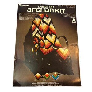 Vintage Vogart Crafts Designer Afghan Kit 5306 Double Chevron Ripple 43"x62"